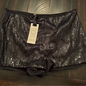 BB Dakota Shimmering Black Sequin Shorts